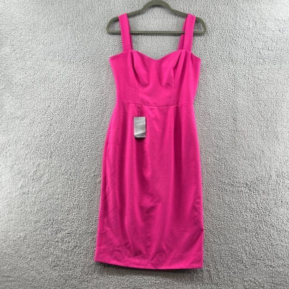 DRESS THE POPULATION Nicole Hot Pink Midi Sweetheart Dress Barbiecore NWT - Picture 2 of 12